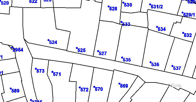 Parcela st. 527 v KÚ Dačice, Katastrální mapa