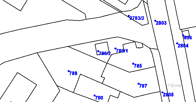 Parcela st. 786/2 v KÚ Dačice, Katastrální mapa