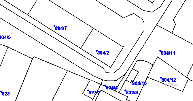Parcela st. 804/2 v KÚ Dačice, Katastrální mapa