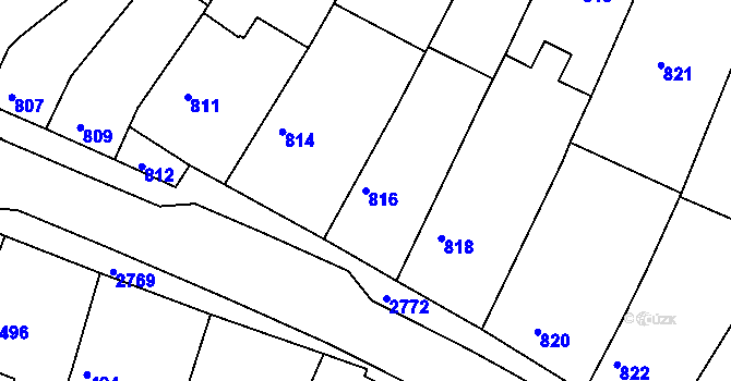 Parcela st. 816 v KÚ Dačice, Katastrální mapa