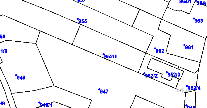 Parcela st. 952/1 v KÚ Dačice, Katastrální mapa