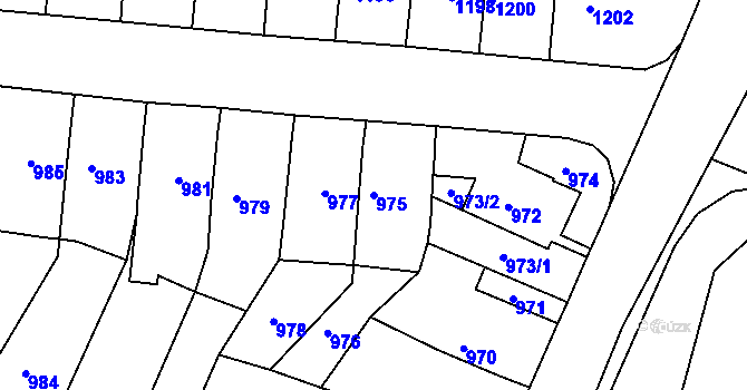 Parcela st. 975 v KÚ Dačice, Katastrální mapa