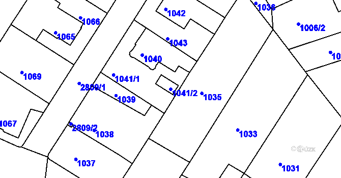 Parcela st. 1041/2 v KÚ Dačice, Katastrální mapa