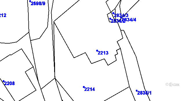 Parcela st. 2213 v KÚ Dačice, Katastrální mapa