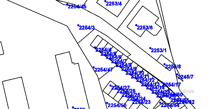 Parcela st. 2254/6 v KÚ Dačice, Katastrální mapa