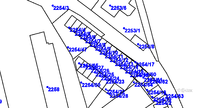 Parcela st. 2254/11 v KÚ Dačice, Katastrální mapa