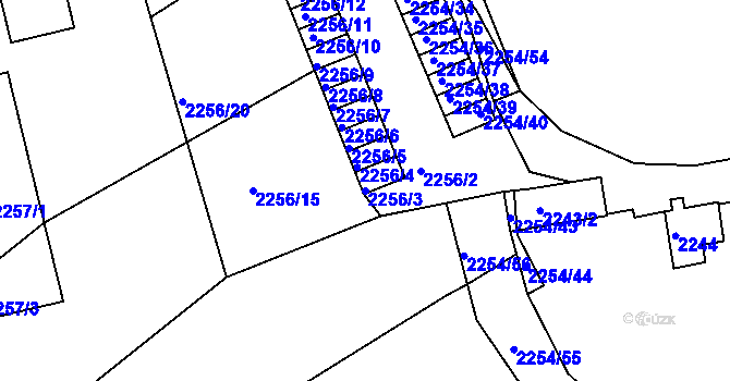 Parcela st. 2256/3 v KÚ Dačice, Katastrální mapa