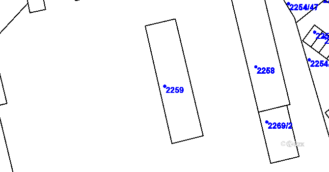 Parcela st. 2259 v KÚ Dačice, Katastrální mapa