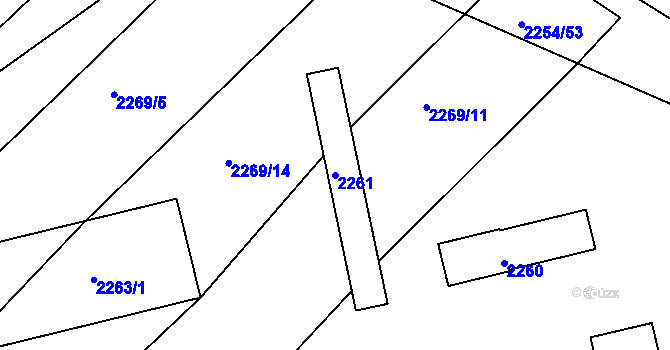 Parcela st. 2261 v KÚ Dačice, Katastrální mapa