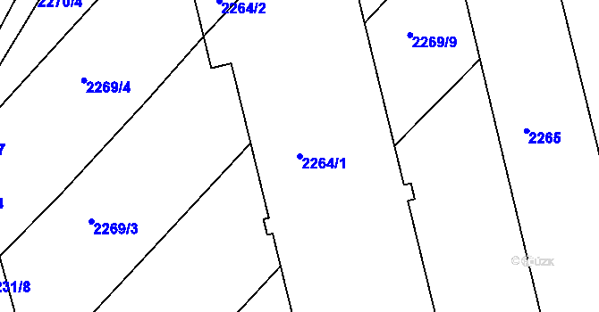 Parcela st. 2264/1 v KÚ Dačice, Katastrální mapa