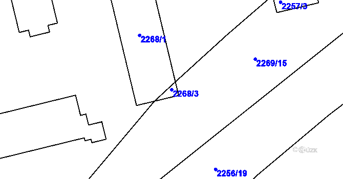Parcela st. 2268/3 v KÚ Dačice, Katastrální mapa