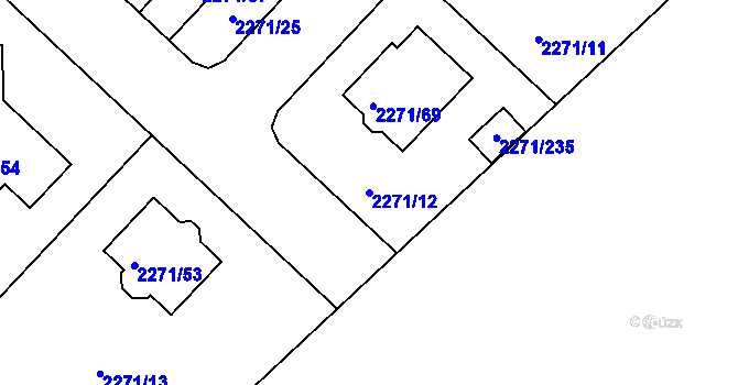 Parcela st. 2271/12 v KÚ Dačice, Katastrální mapa