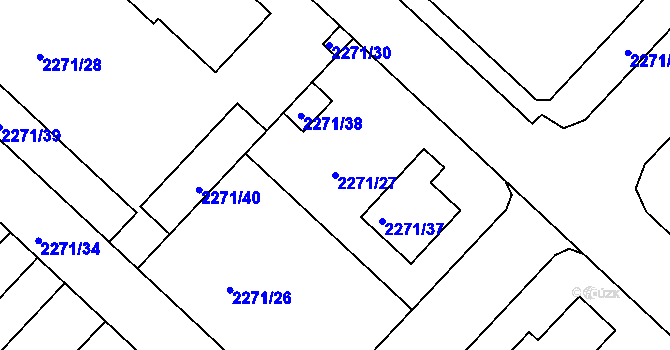 Parcela st. 2271/27 v KÚ Dačice, Katastrální mapa