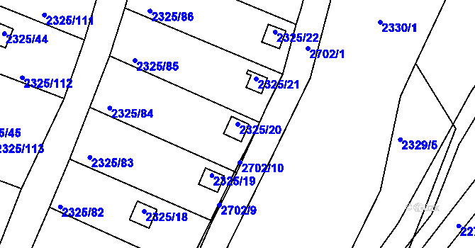 Parcela st. 2325/20 v KÚ Dačice, Katastrální mapa