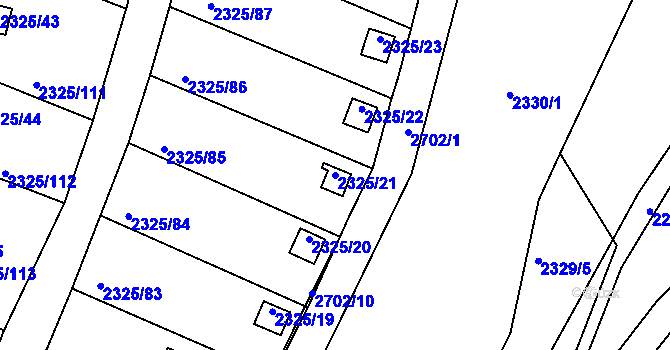 Parcela st. 2325/21 v KÚ Dačice, Katastrální mapa