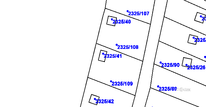 Parcela st. 2325/41 v KÚ Dačice, Katastrální mapa