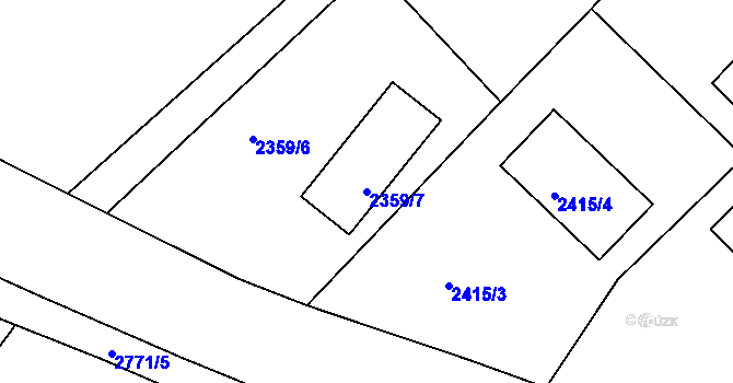 Parcela st. 2359/7 v KÚ Dačice, Katastrální mapa