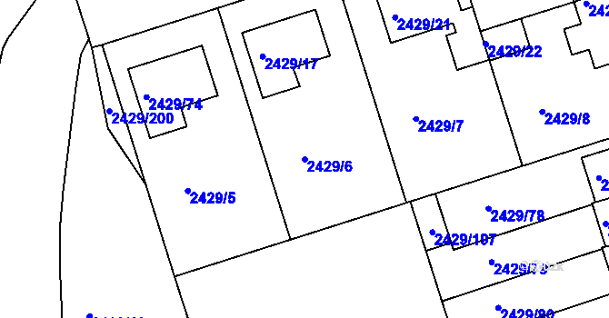 Parcela st. 2429/6 v KÚ Dačice, Katastrální mapa