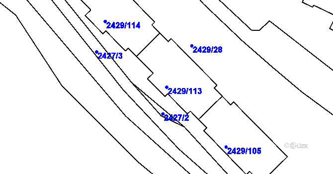 Parcela st. 2429/113 v KÚ Dačice, Katastrální mapa