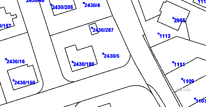 Parcela st. 2430/5 v KÚ Dačice, Katastrální mapa