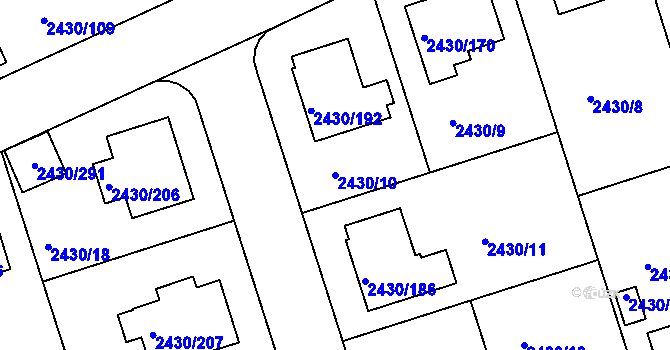 Parcela st. 2430/10 v KÚ Dačice, Katastrální mapa