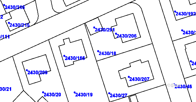 Parcela st. 2430/18 v KÚ Dačice, Katastrální mapa
