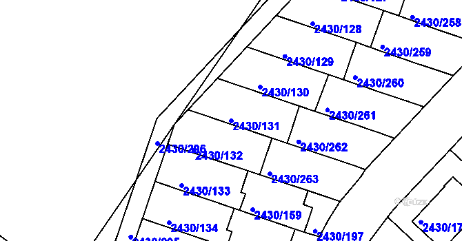 Parcela st. 2430/131 v KÚ Dačice, Katastrální mapa