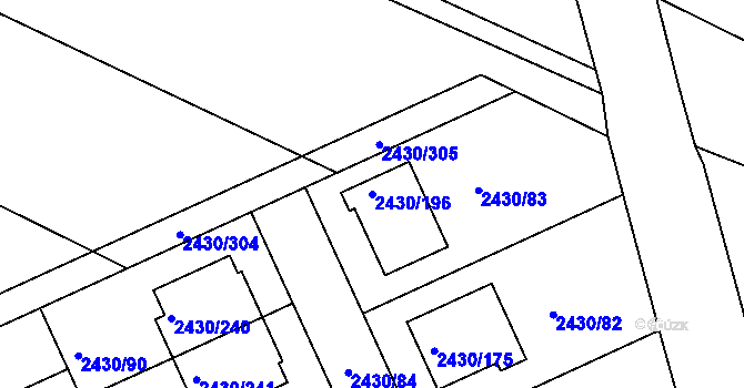 Parcela st. 2430/196 v KÚ Dačice, Katastrální mapa