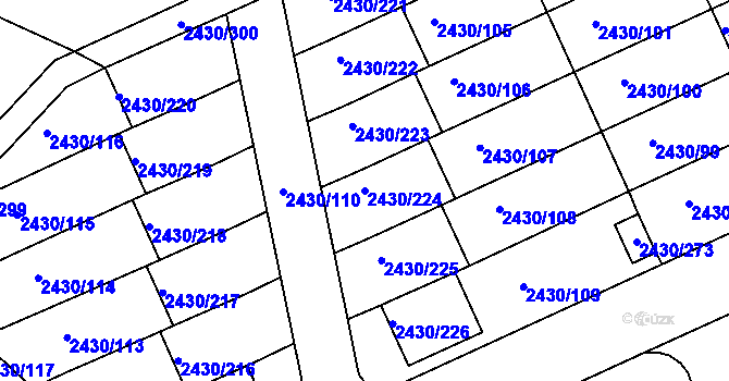 Parcela st. 2430/224 v KÚ Dačice, Katastrální mapa