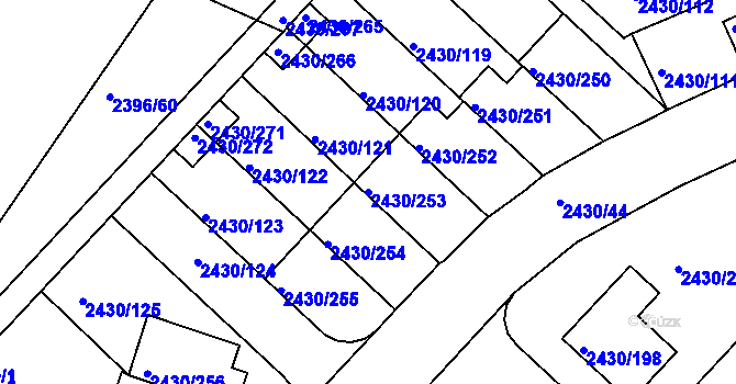 Parcela st. 2430/253 v KÚ Dačice, Katastrální mapa