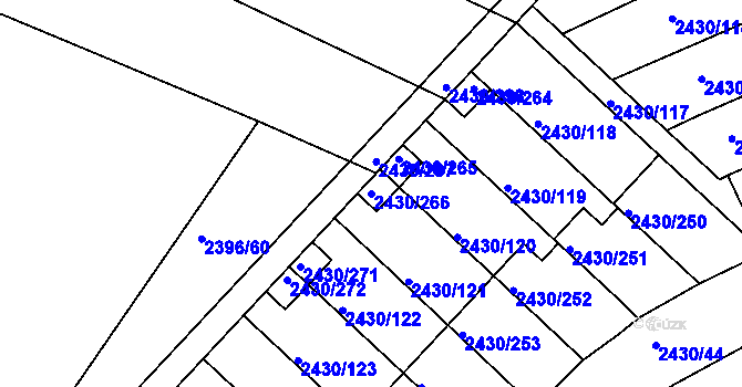 Parcela st. 2430/266 v KÚ Dačice, Katastrální mapa