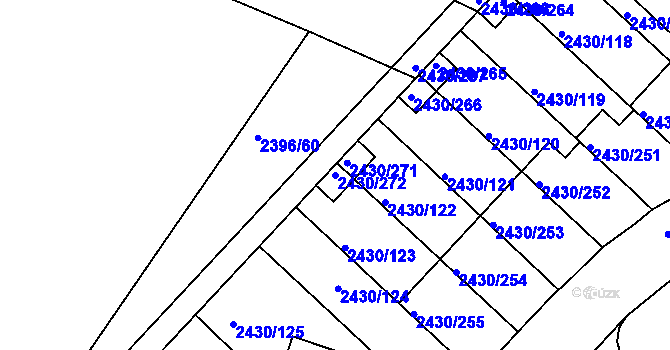Parcela st. 2430/272 v KÚ Dačice, Katastrální mapa
