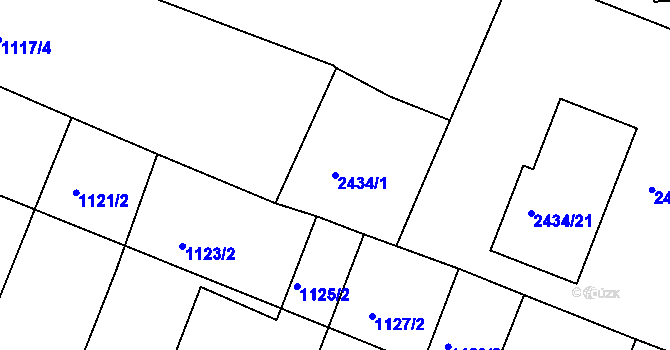 Parcela st. 2434/1 v KÚ Dačice, Katastrální mapa
