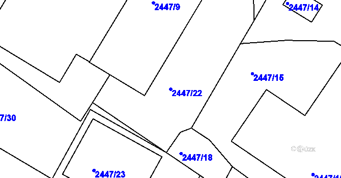 Parcela st. 2447/22 v KÚ Dačice, Katastrální mapa