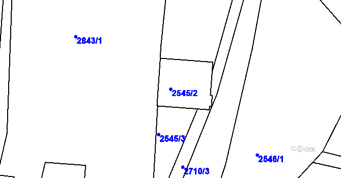 Parcela st. 2545/2 v KÚ Dačice, Katastrální mapa