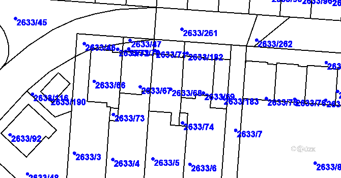 Parcela st. 2633/68 v KÚ Dačice, Katastrální mapa