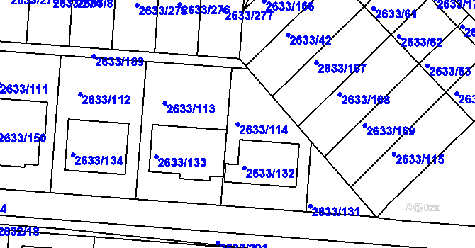 Parcela st. 2633/114 v KÚ Dačice, Katastrální mapa