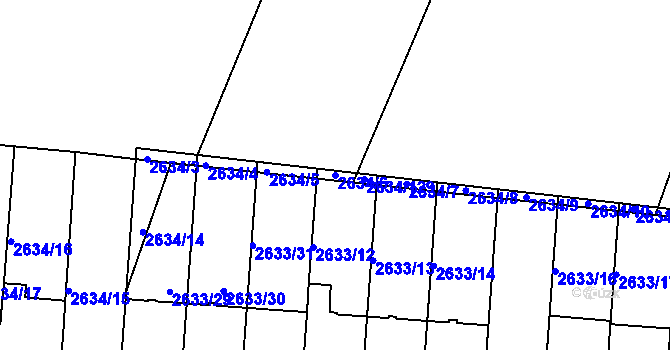 Parcela st. 2634/6 v KÚ Dačice, Katastrální mapa