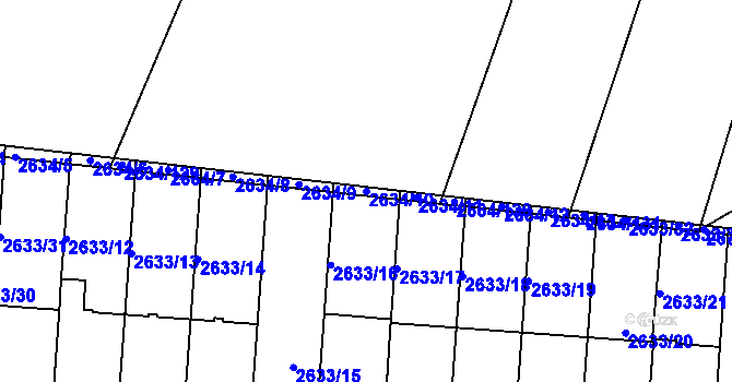 Parcela st. 2634/10 v KÚ Dačice, Katastrální mapa