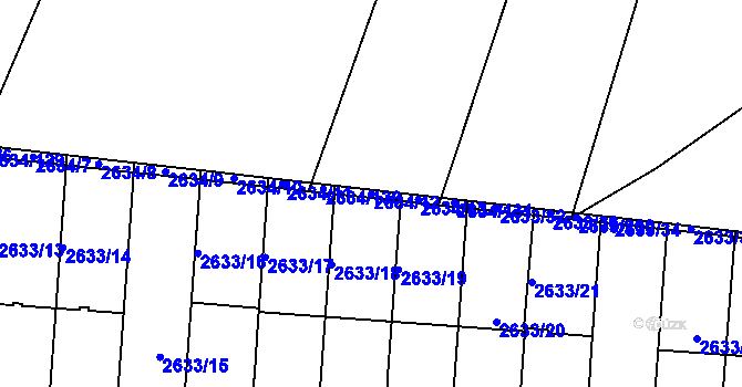 Parcela st. 2634/12 v KÚ Dačice, Katastrální mapa
