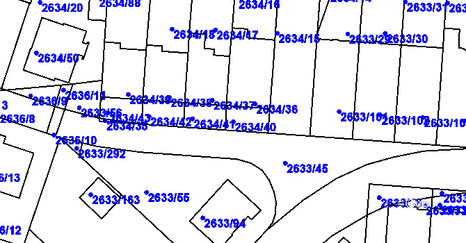 Parcela st. 2634/40 v KÚ Dačice, Katastrální mapa