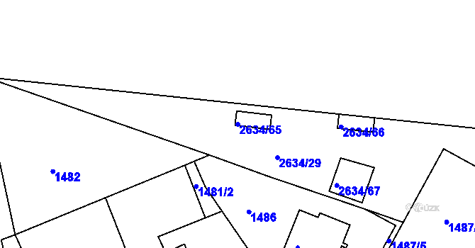Parcela st. 2634/65 v KÚ Dačice, Katastrální mapa