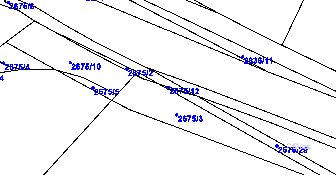 Parcela st. 2675/12 v KÚ Dačice, Katastrální mapa
