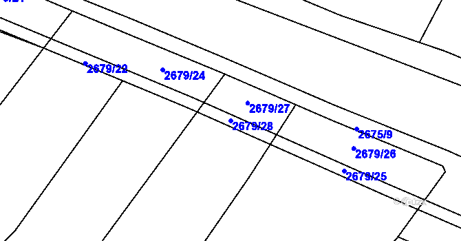 Parcela st. 2679/28 v KÚ Dačice, Katastrální mapa