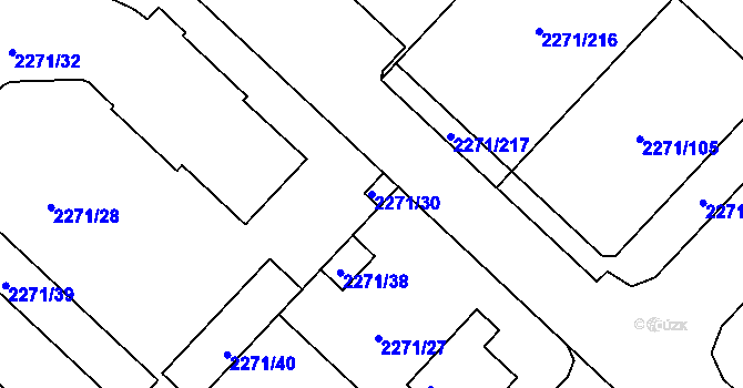 Parcela st. 2271/30 v KÚ Dačice, Katastrální mapa