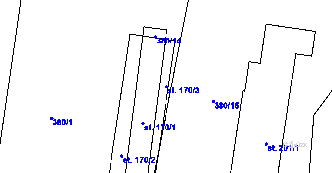 Parcela st. 170/3 v KÚ Dalečín, Katastrální mapa