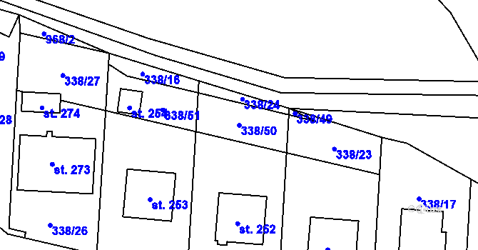 Parcela st. 338/50 v KÚ Dalečín, Katastrální mapa