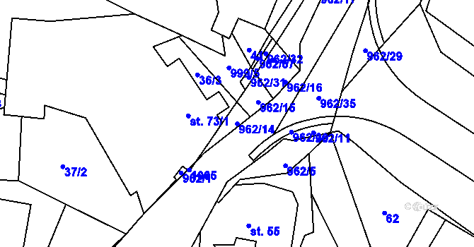 Parcela st. 962/14 v KÚ Dalečín, Katastrální mapa