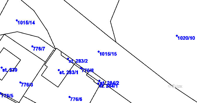 Parcela st. 1015/15 v KÚ Dalečín, Katastrální mapa