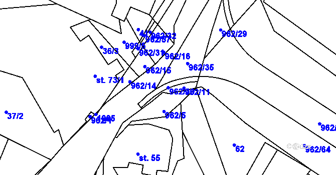 Parcela st. 962/30 v KÚ Dalečín, Katastrální mapa